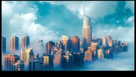 Pilsētas ainavas apgaismotas: arhitektūras fotogrāfija tās virsotnē