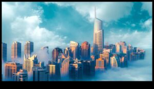 Pilsētas ainavas apgaismotas: arhitektūras fotogrāfija tās virsotnē